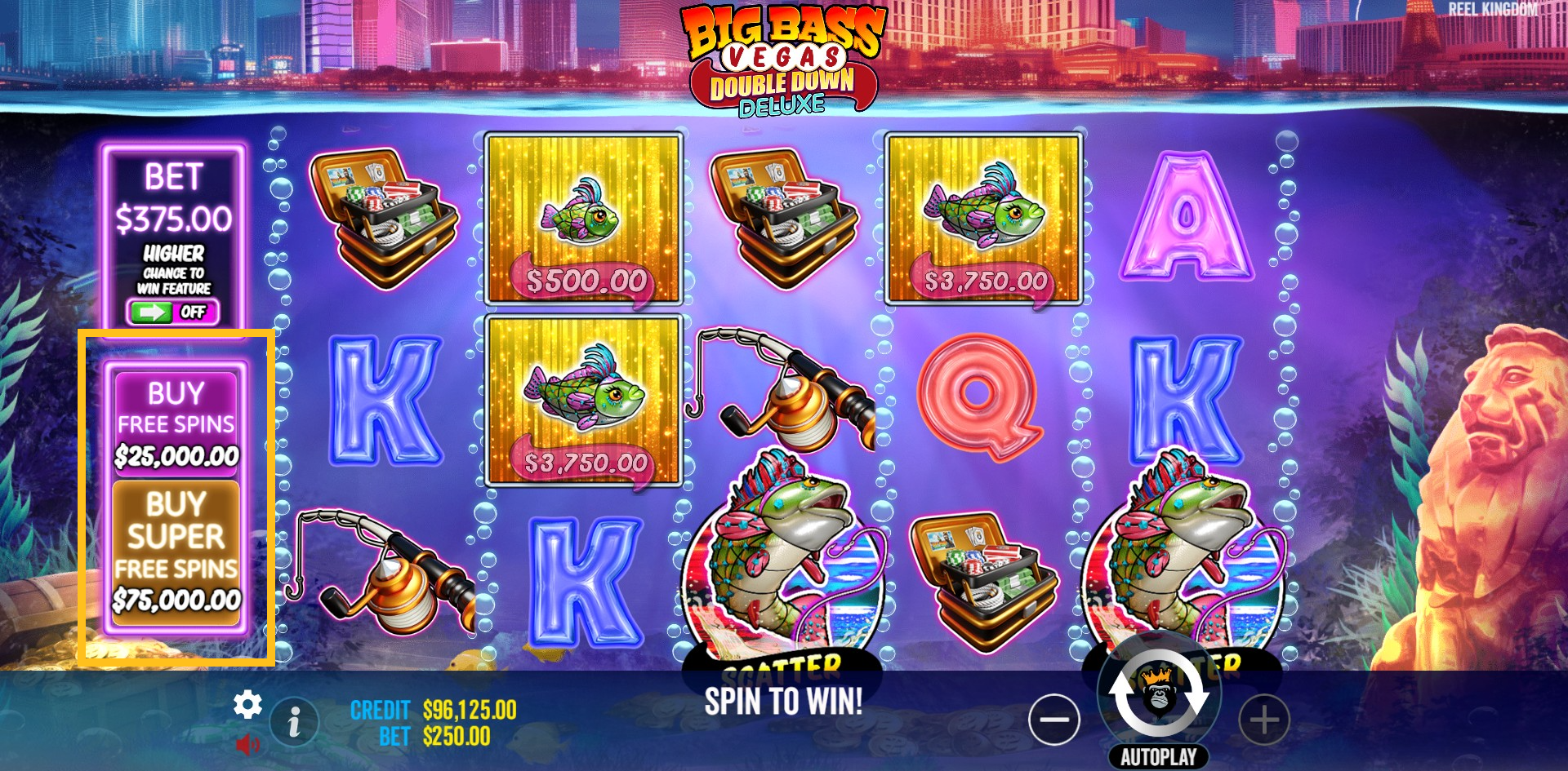 Bonusfunktionen in Big Bass Vegas kaufen