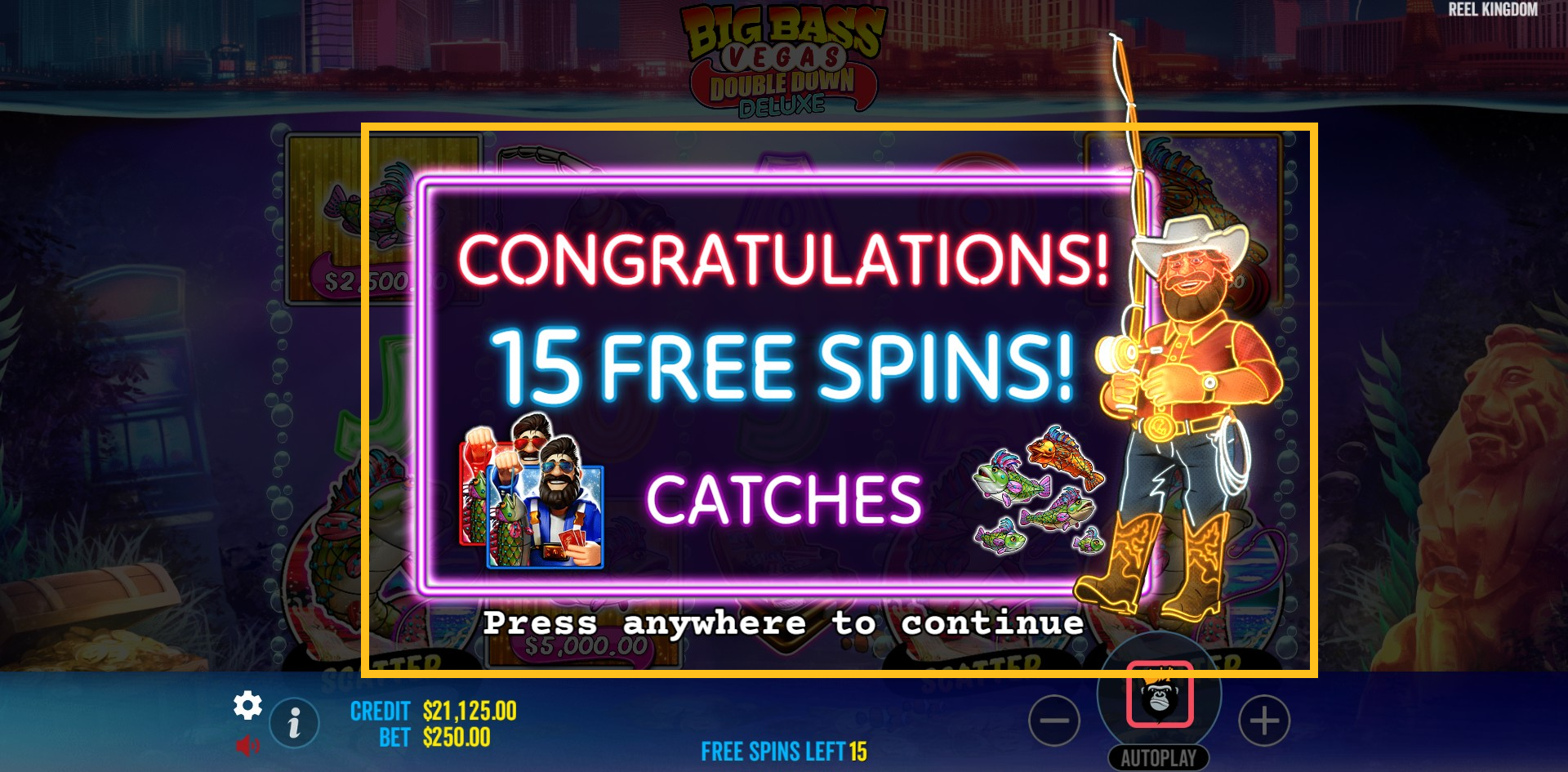 Bonus Spins in Big Bass Vegas starten