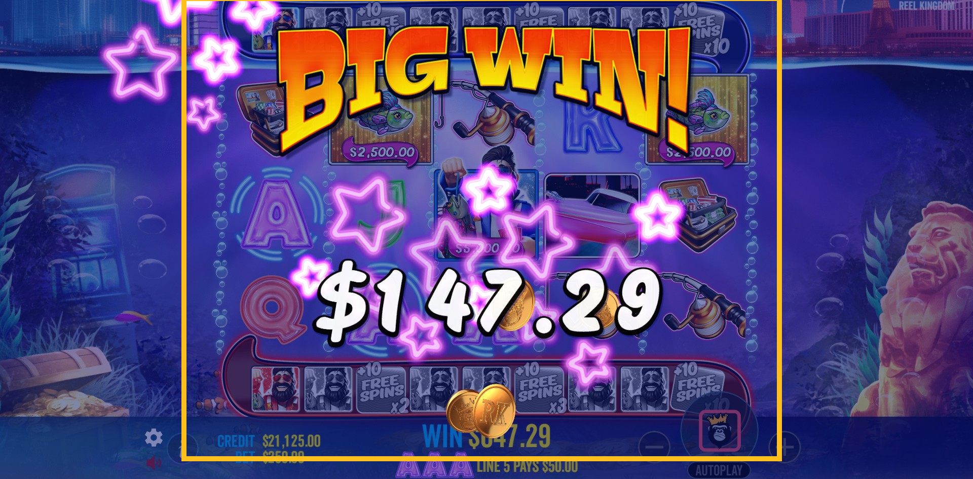 Big win animation in Big Bass Vegas